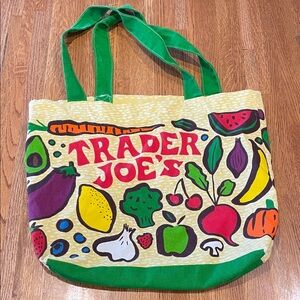 Trader Joe's Green Handle Market Tote Bag